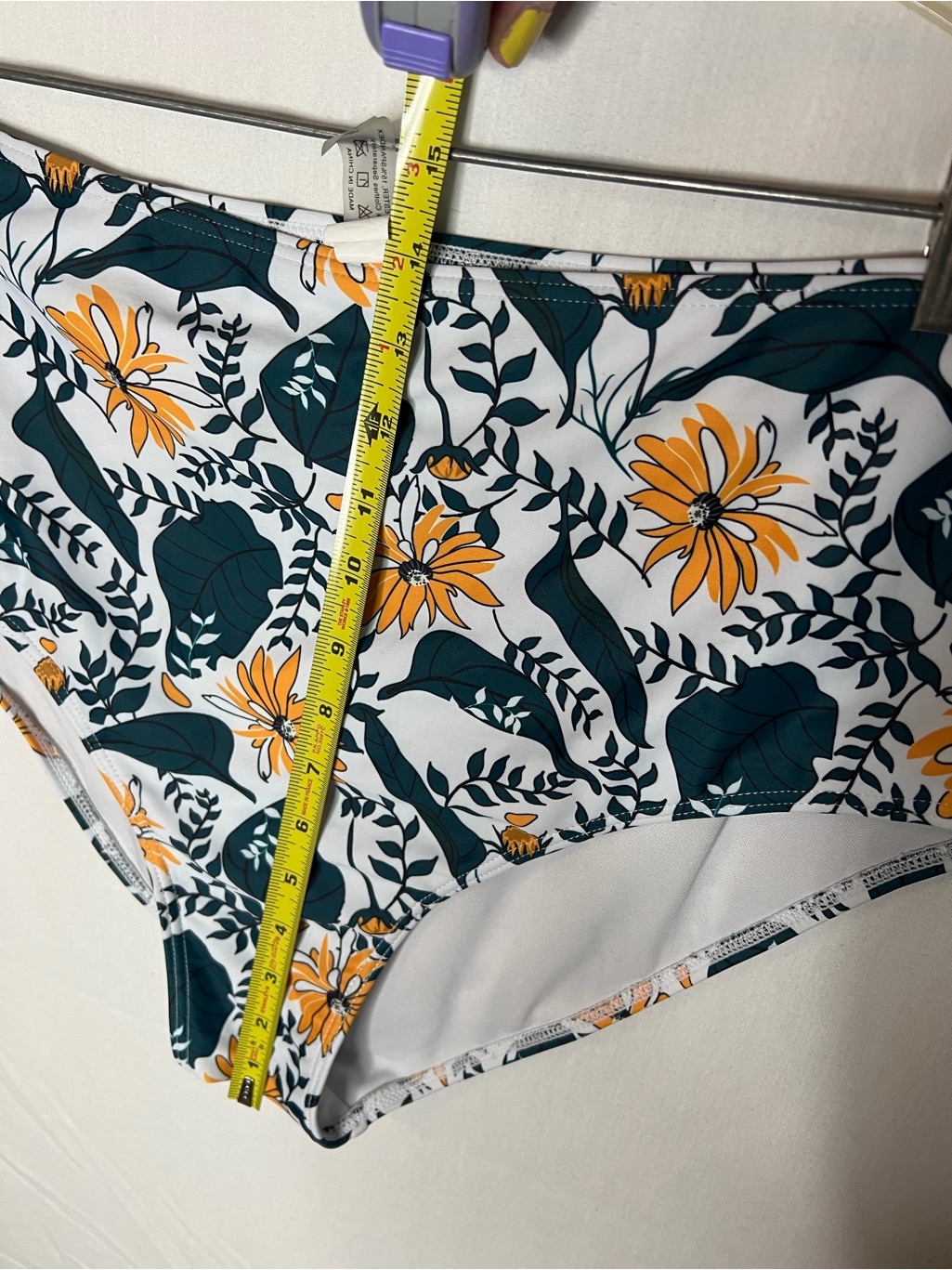 Urban Planet Floral High-Waist Bikini Bottoms - White, Teal & Mustard — image 6 of 7